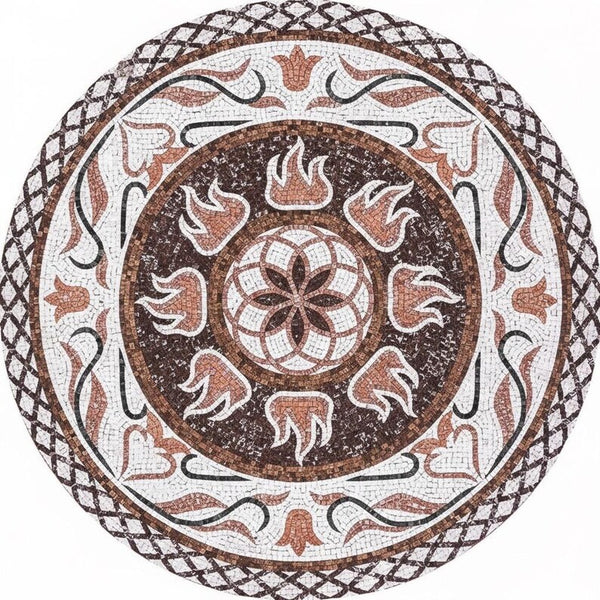 Roman Rosette Tulip Medallion Marble Mosaic Art