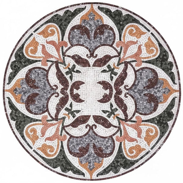 Roman Fleur-de-Lis Medallion Marble Mosaic Art