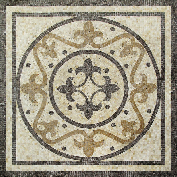 Roman Fleur-de-Lis Square Panel Marble Mosaic Art