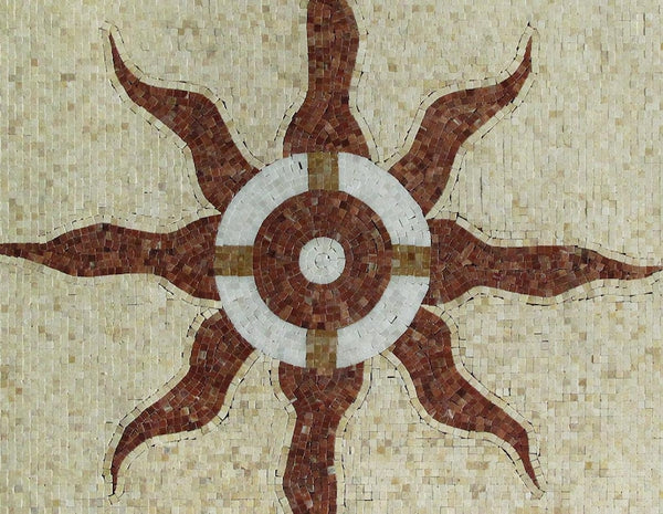 Celestial Sun Burst Marble Mosaic Art
