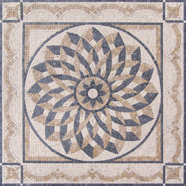 Pinwheel Star Rosette Medallion Marble Mosaic Art