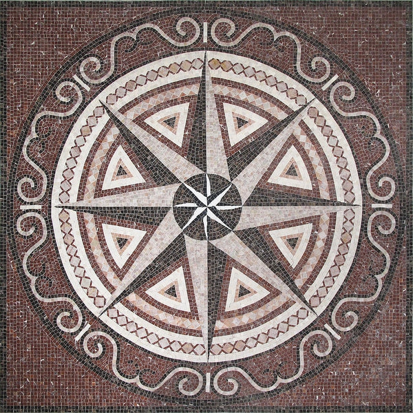 Compass Rose Star Marble Mosaic Art