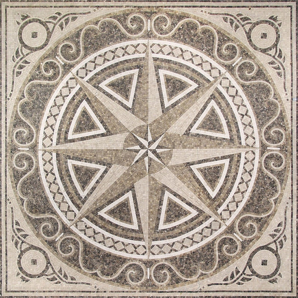 Classical Compass Rose Marble Mosaic Art