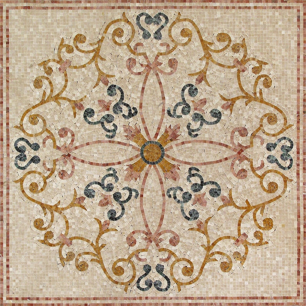 Acanthus Scroll Floral Panel Marble Mosaic Art