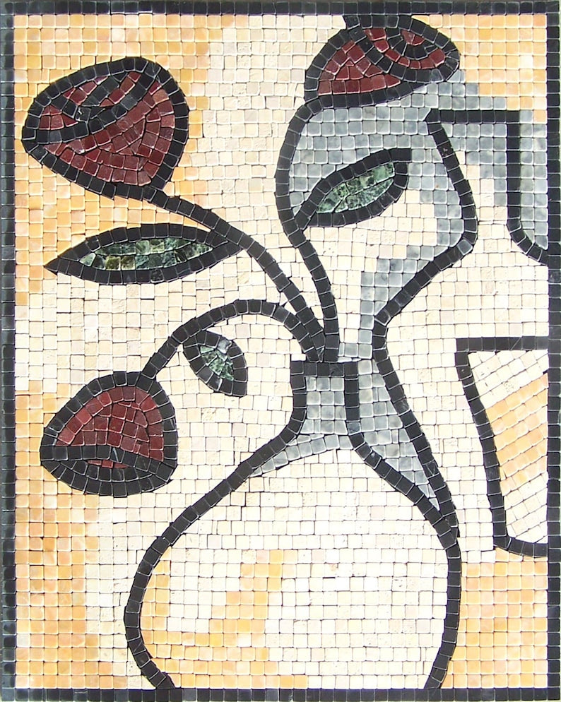 Tulips in a Vase Stone Mosaic Art