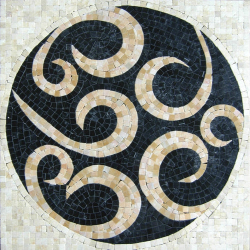 Swirl Medallion Marble Mosaic Art