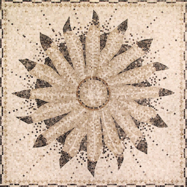 Blooming Flower Burst Marble Mosaic Art
