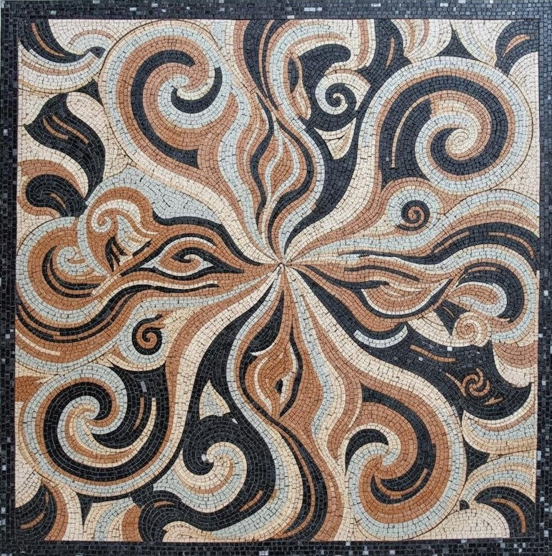Swirling Currents Abstract Marble Mosaic Art