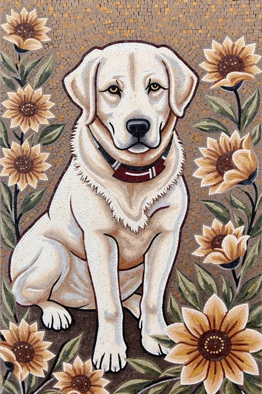 Labrador and Sunflowers Mosaic | Animal Mosaics | iMosaicArt