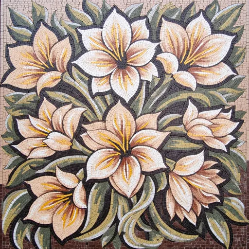 Cluster of Creamy Lilies Mosaic | Flower Mosaics | iMosaicArt