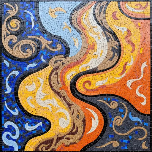 Swirling Elemental Abstract: A Mosaic of Energy | Abstract Mosaics | iMosaicArt