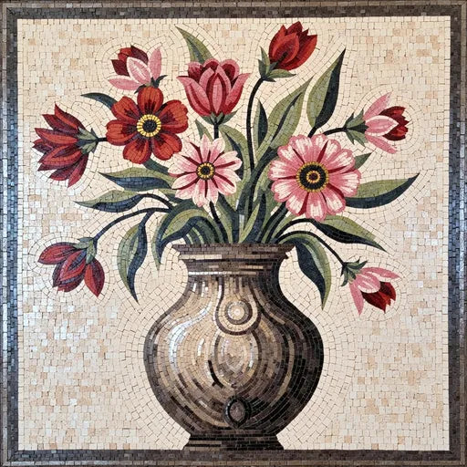 Floral Arrangement in a Vase Mosaic | Flower Mosaics | iMosaicArt