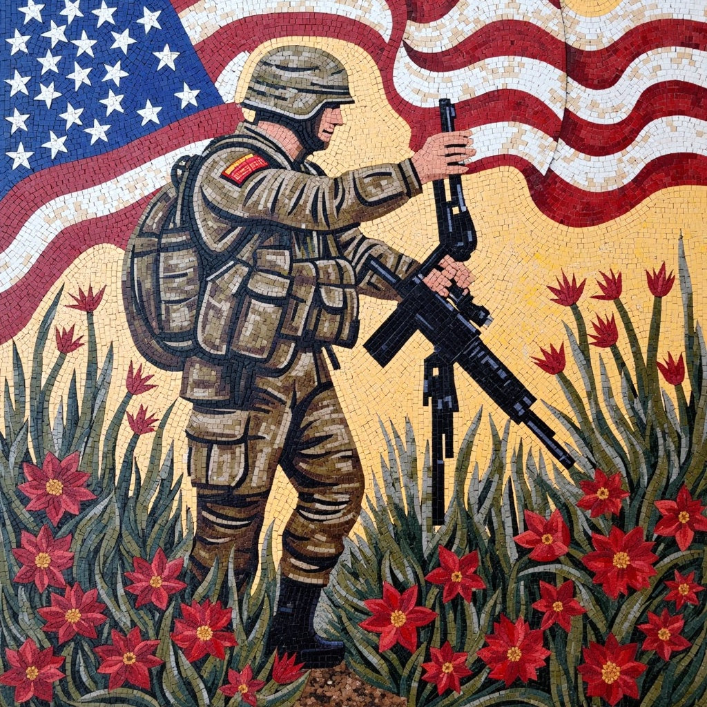 Soldier in the Field of Poppies: A War Hero’s Mosaic | Other Mosaics | iMosaicArt