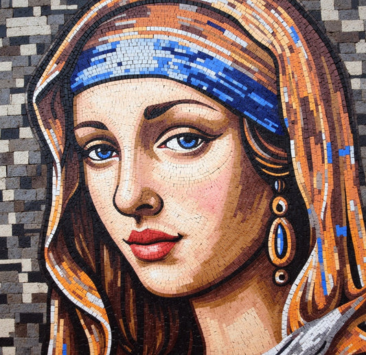 Woman with a Blue Headband: A Mosaic of Strength | Portrait Mosaics | iMosaicArt