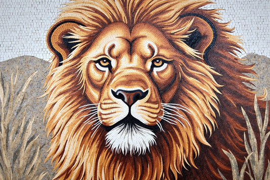 Regal Lion Portrait: A Majestic Mosaic | Animal Mosaics | iMosaicArt