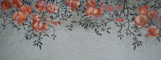 Vibrant Pomegranate Mosaic Art - Culinary Delight in Glass