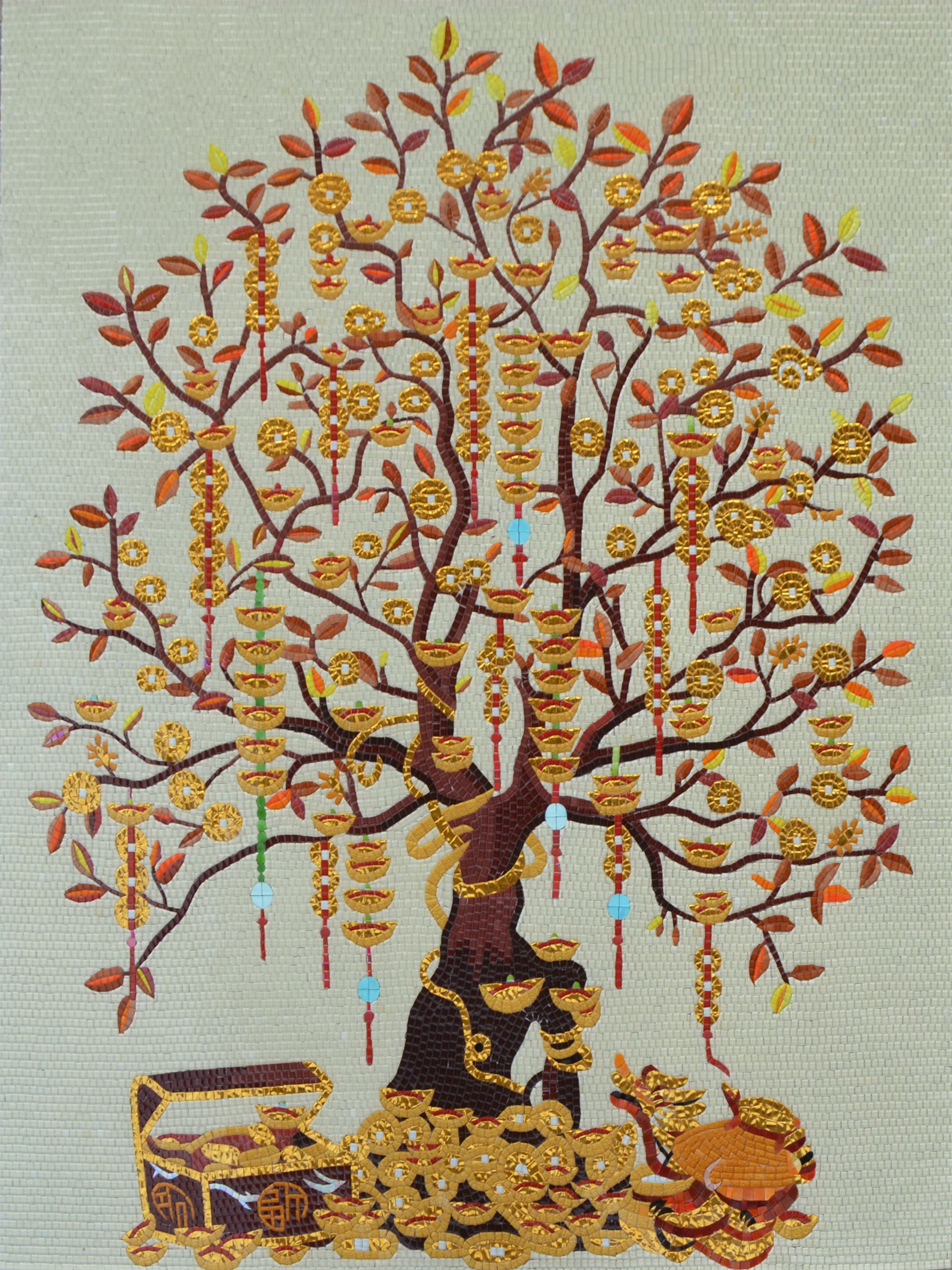 Stunning Glass Mosaic Tree - Nature's Beauty on Your Walls