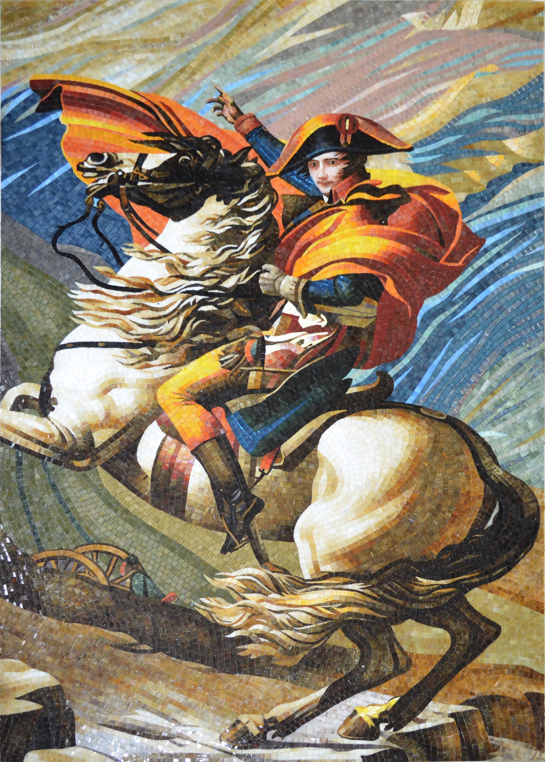 Napoleon Crossing the Alps Mosaic Art Reproduction