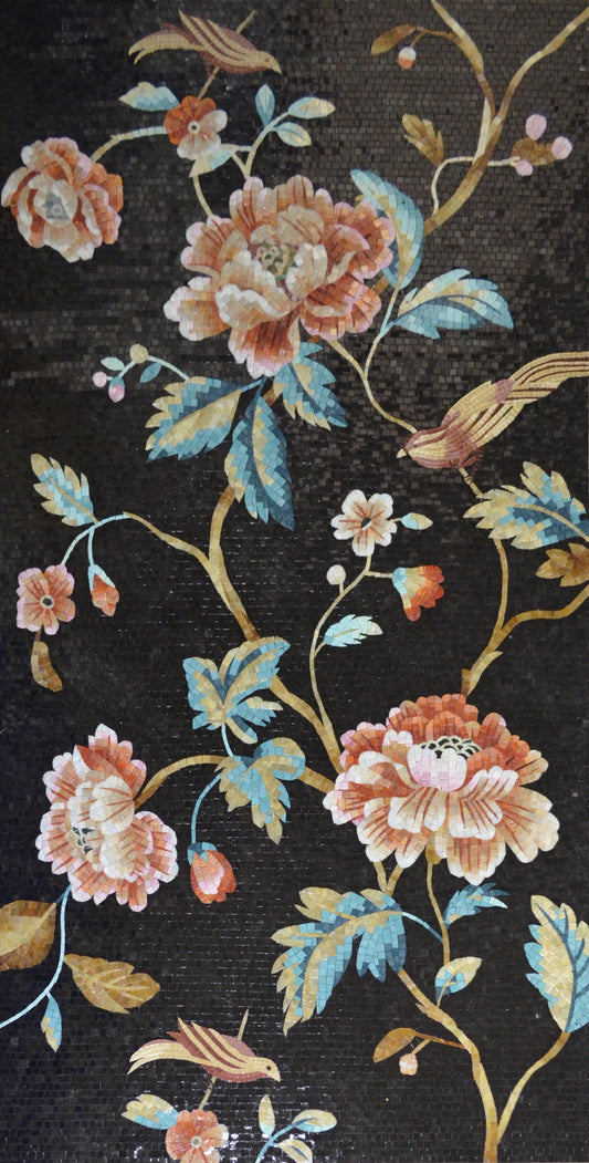 Elegant Glass Mosaic Flower Art: Handcrafted Beauty