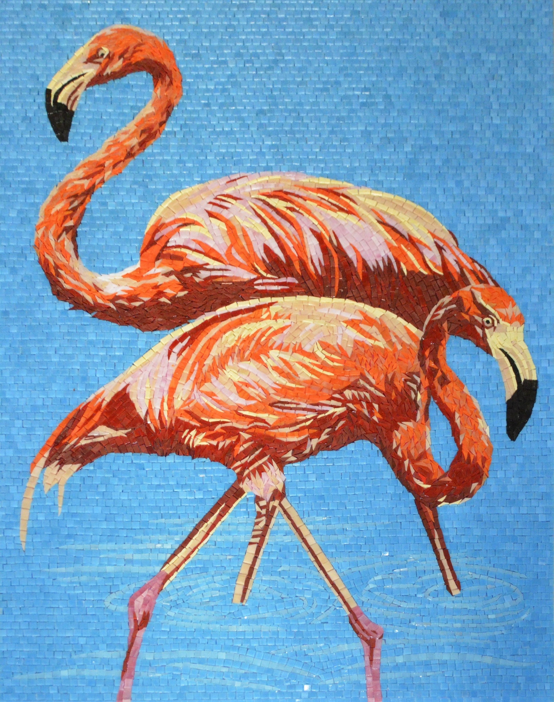 Flamingo Mosaic Wall Hanging: Serenity in Glass