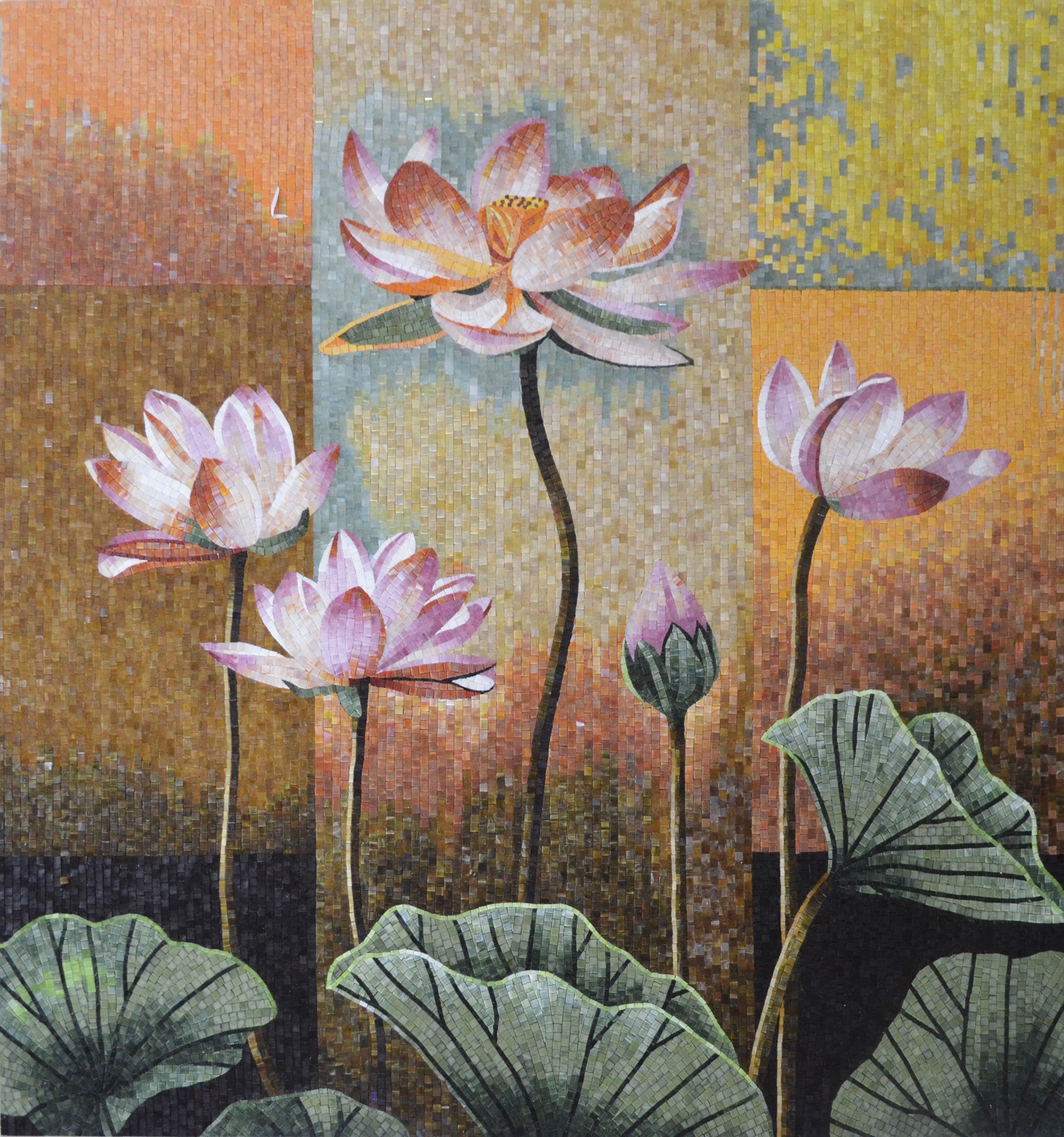 Custom Floral Mosaic Artwork: Blossoming Elegance