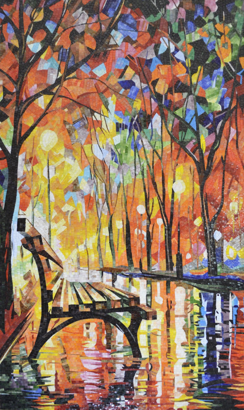 Autumn Fog Mosaic by Leonid Afremov - Unique Landmark Mosaic Piece