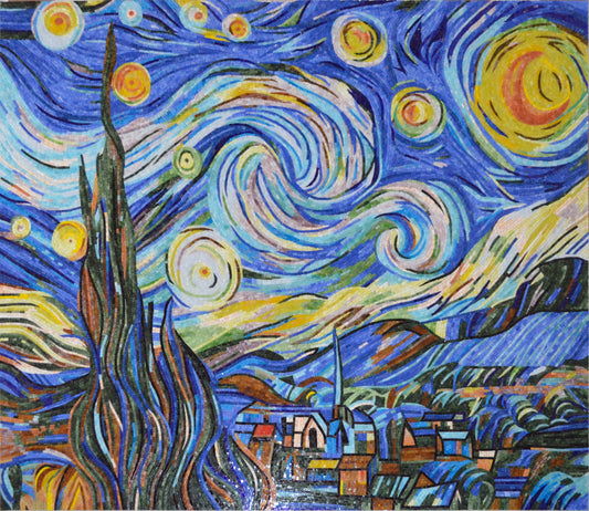 Glass Mosaic Art - Starry Night Reproduction | Landscape Mosaics | iMosaicArt