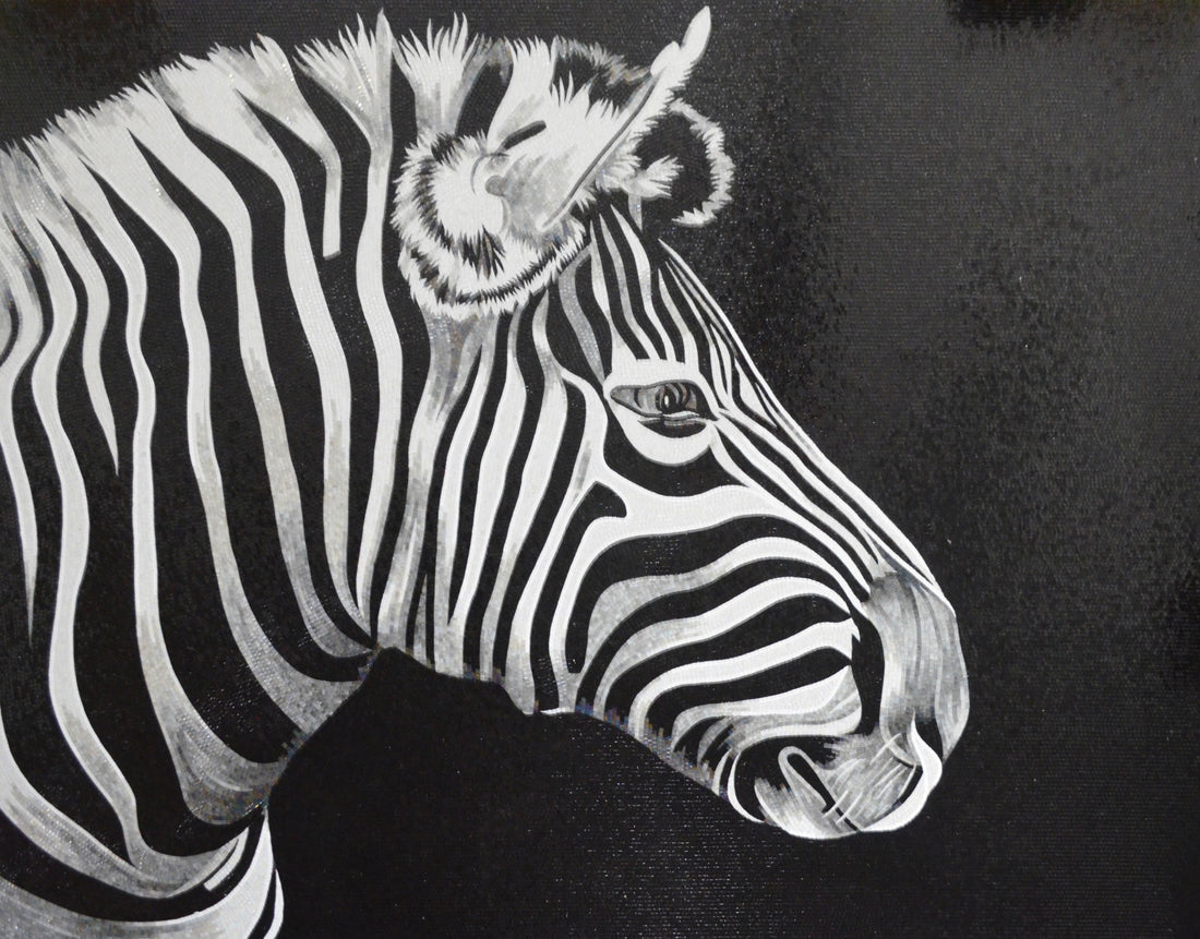 Zebra Mosaic Art - Striped Splendor: Zebra Mosaic Wall Decor