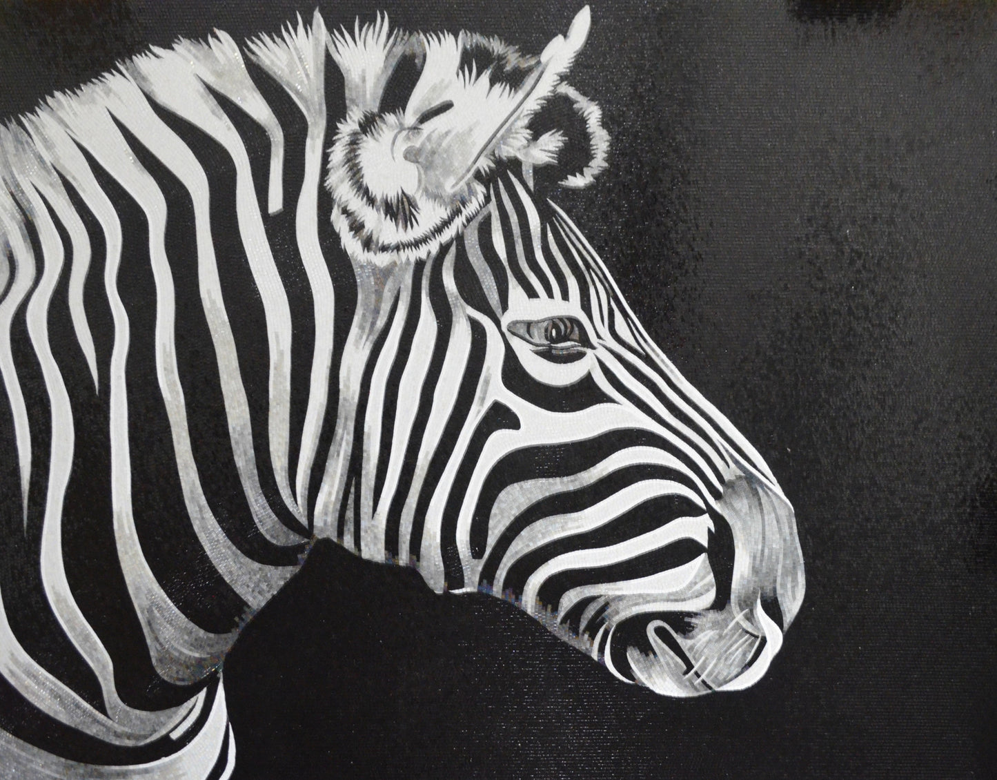 Zebra Mosaic Art - Striped Splendor: Zebra Mosaic Wall Decor