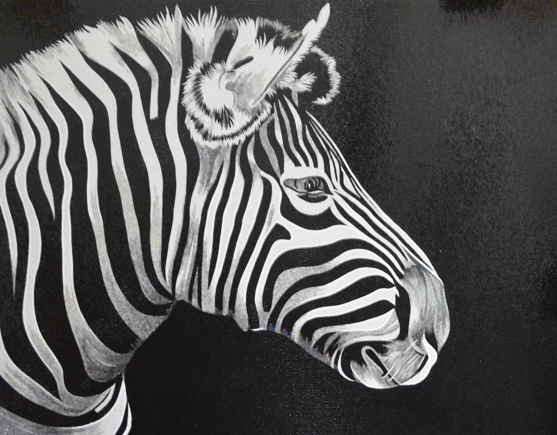 Zebra Mosaic Art - Striped Splendor: Zebra Mosaic Wall Decor