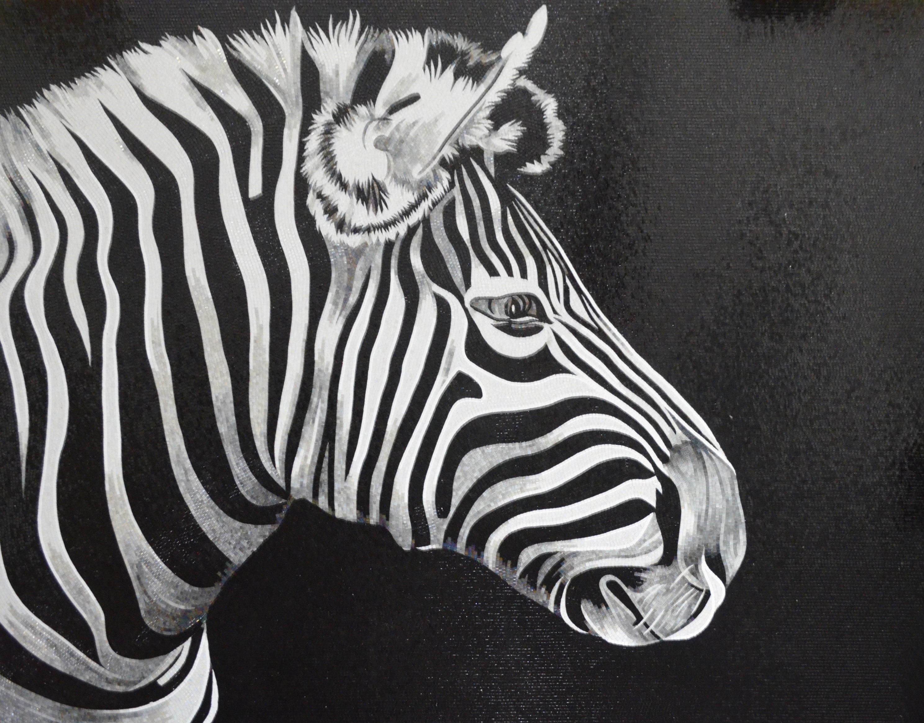 Zebra Mosaic Art - Striped Splendor: Zebra Mosaic Wall Decor