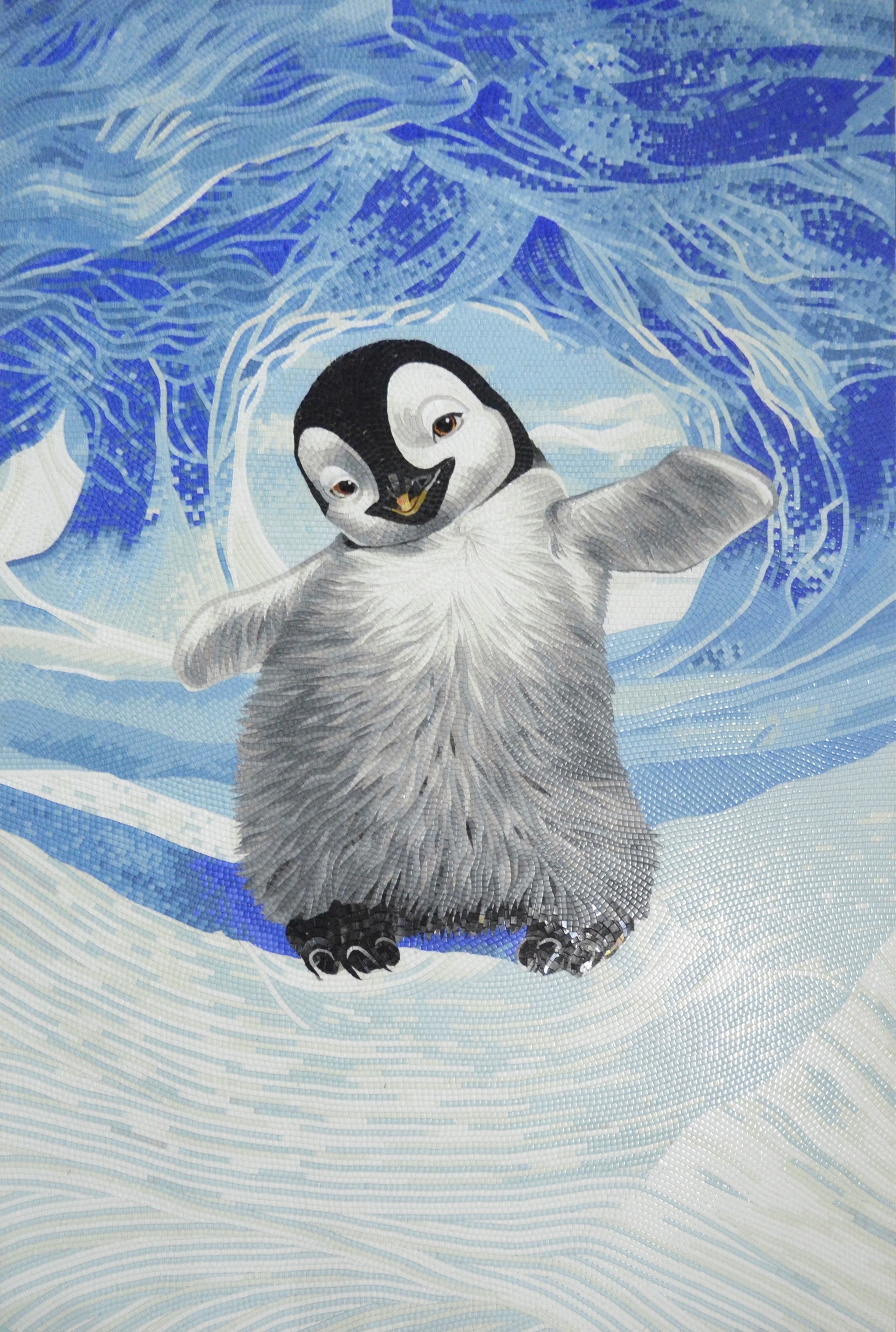 Penguin Glass Mosaic Art: Elegance on Ice