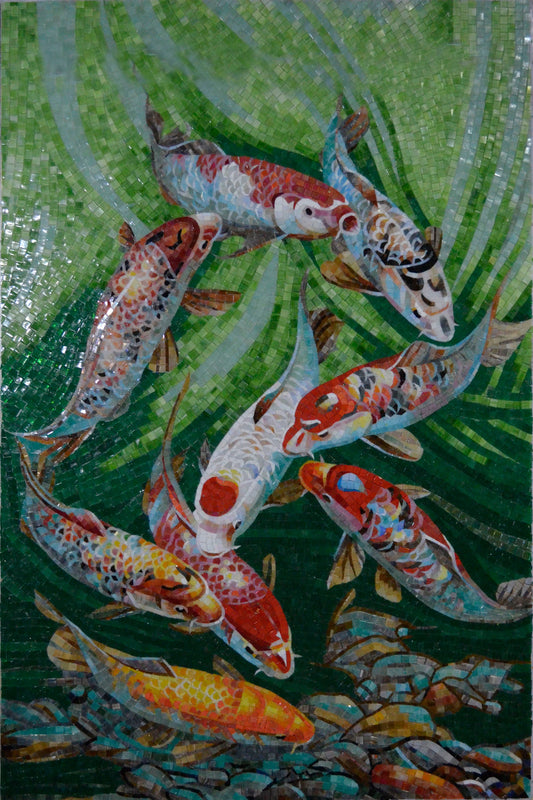 Stunning Koi Fish Glass Mosaic Artwork