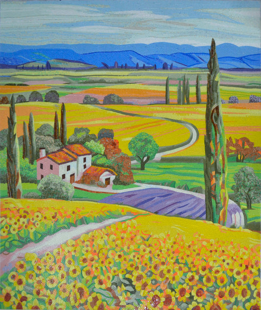 Small Town Glass Wall Art - Mosaic Scenery