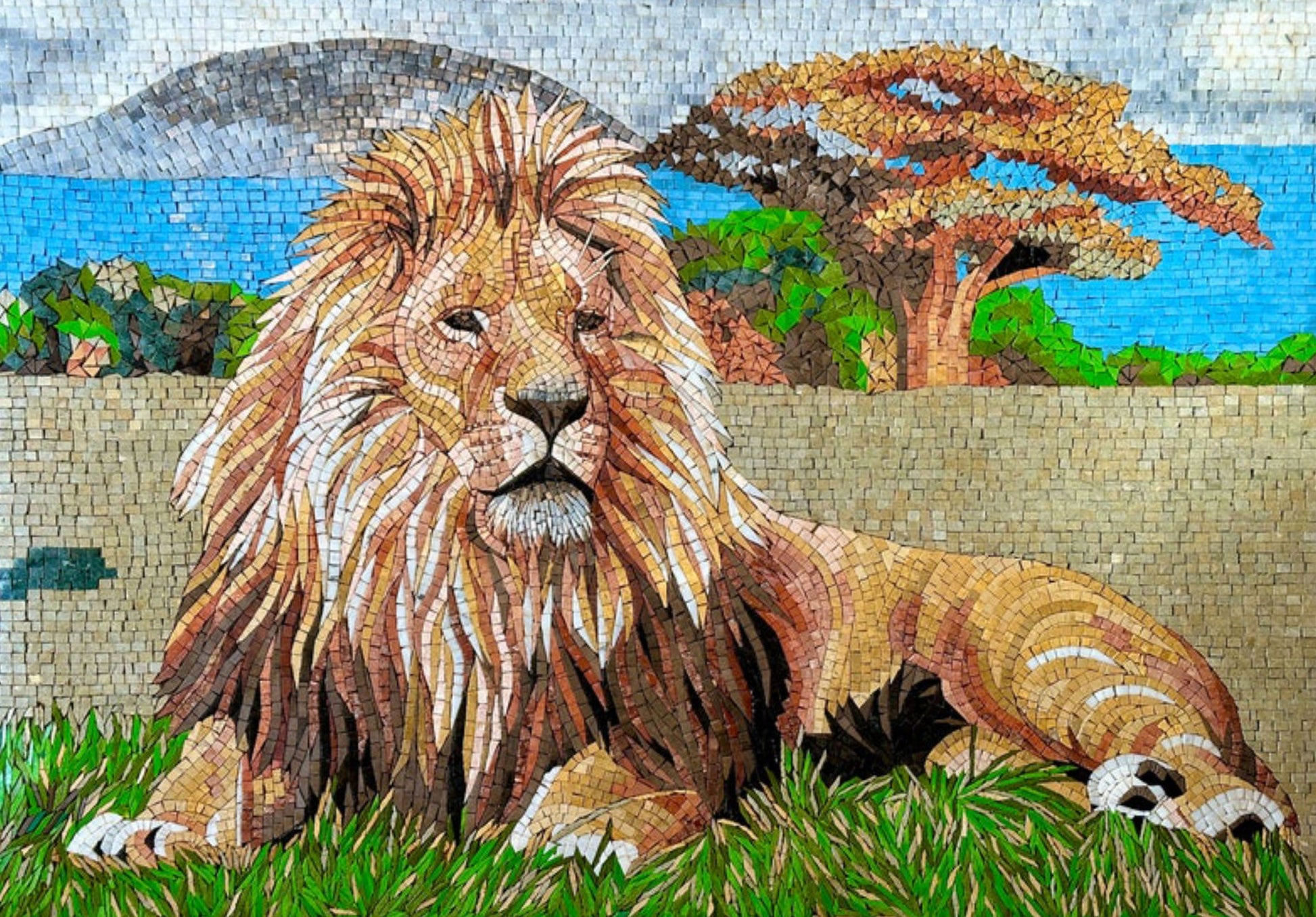 Majestic Lion Mosaics: Rule Your Domain with Regal Animal Art