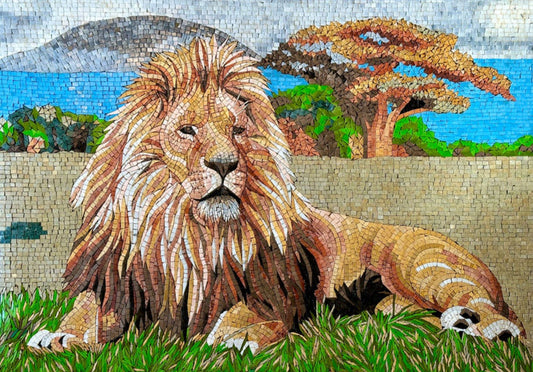 Majestic Lion Mosaics: Rule Your Domain with Regal Animal Art