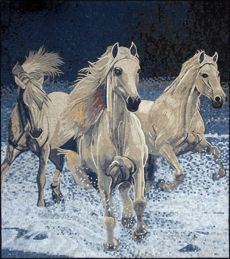 Spirited Horse Mosaics: Gallop into Adventure with Dynamic Wall Art