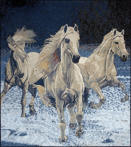 Spirited Horse Mosaics: Gallop into Adventure with Dynamic Wall Art