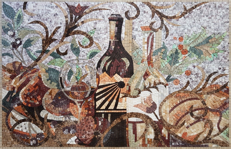 Wine Motif Mosaic Backsplash for Your Kitchen