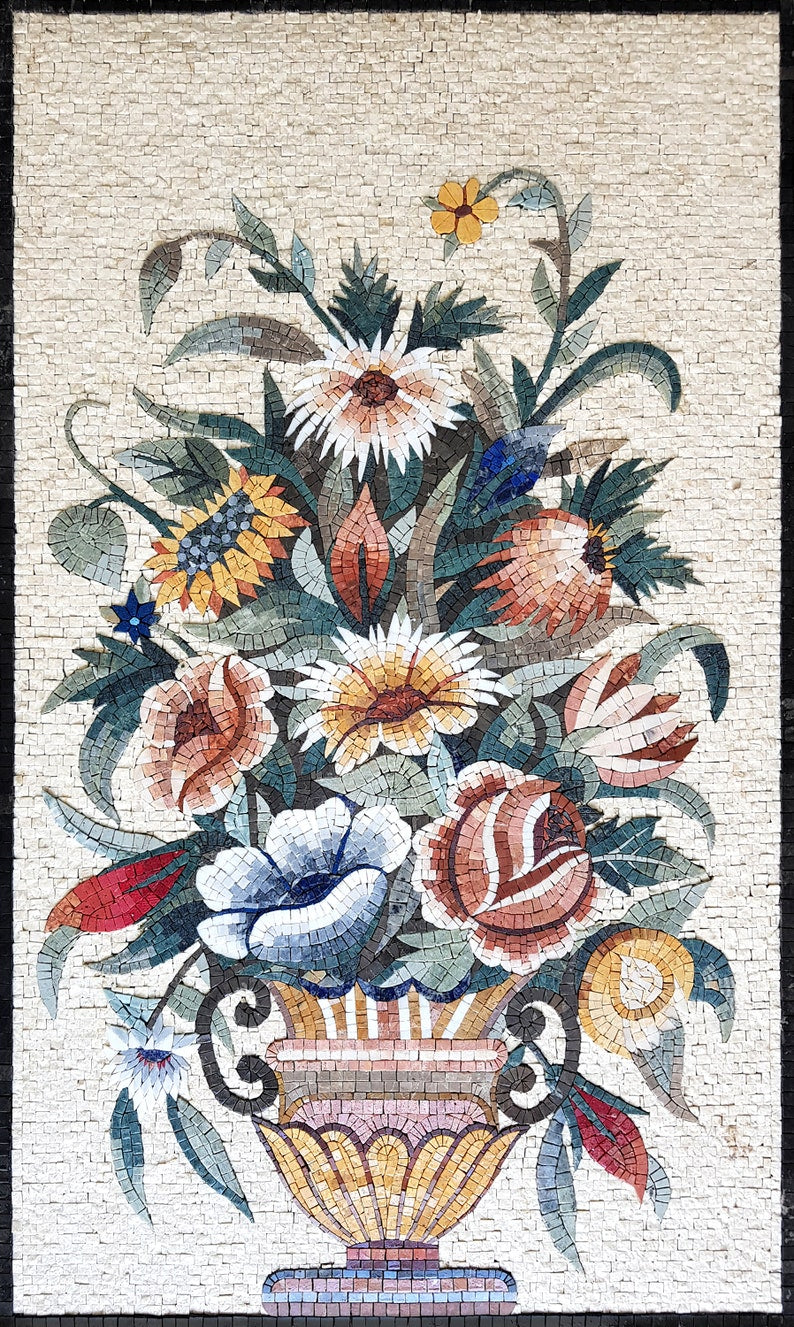 Mosaic Blooms: Enchanting Floral Art