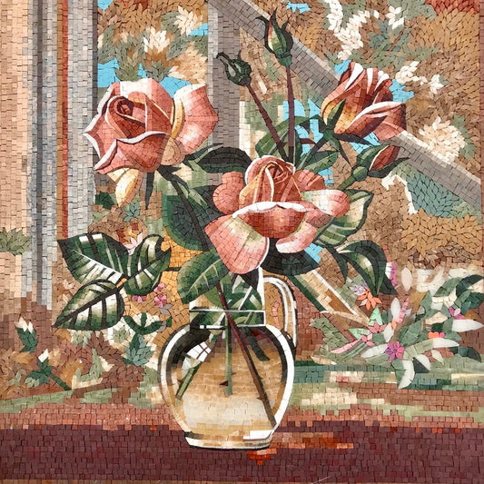 Unique Mosaic Floral Tile Art