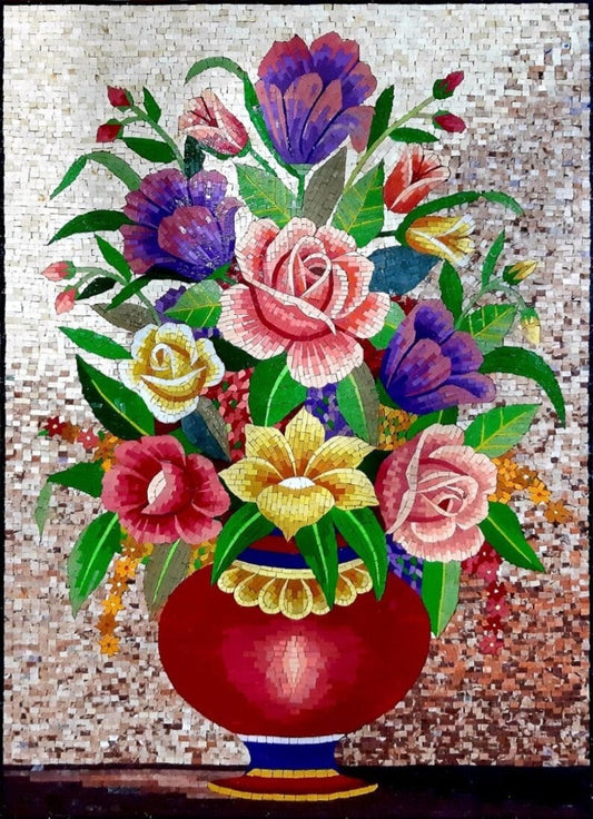 Dancing Delights: Mosaic Flowers in a Whirlwind of Color