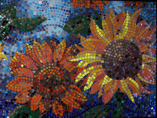 Handmade Glass Mosaic - Shinny Flower Mosaic Art