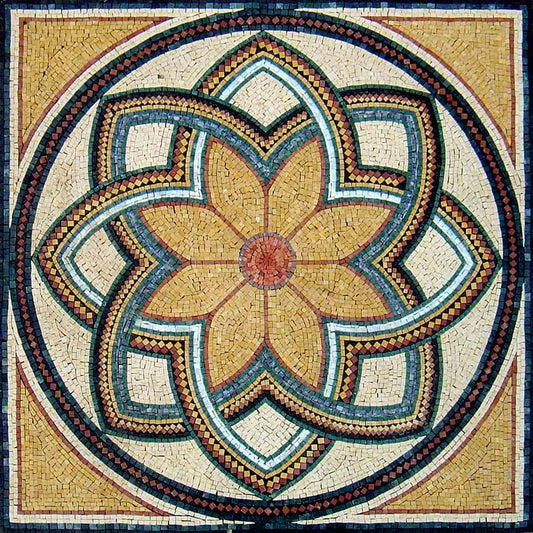 Roman Geometric Mosaic Flower