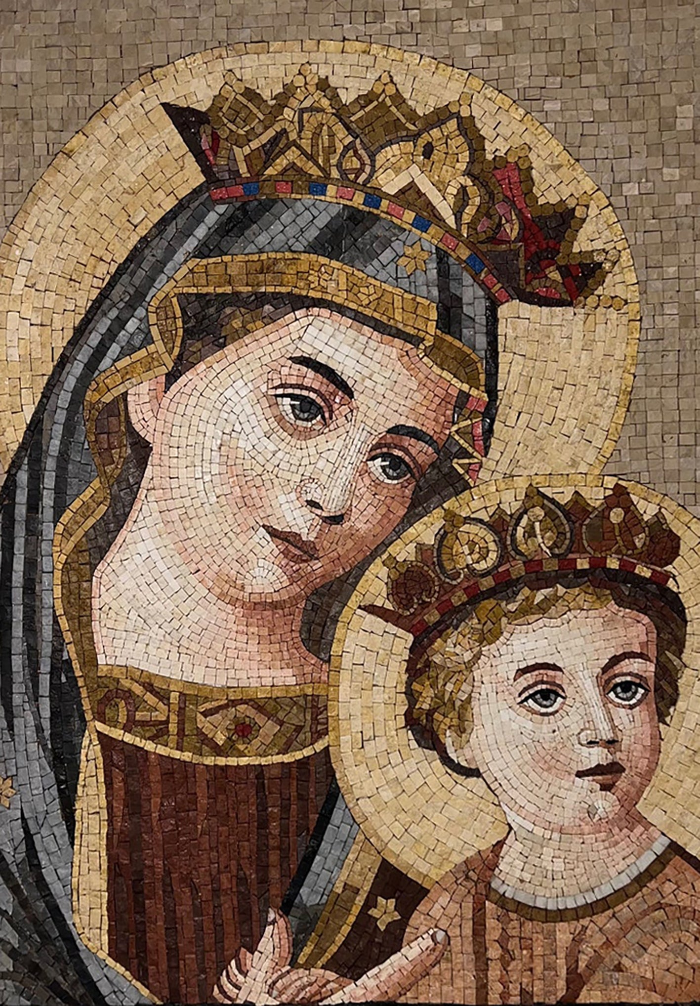 Virgin Mary & Jesus Mosaic Art