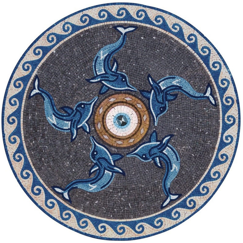 Natural Dolphin Mosaic Medallion
