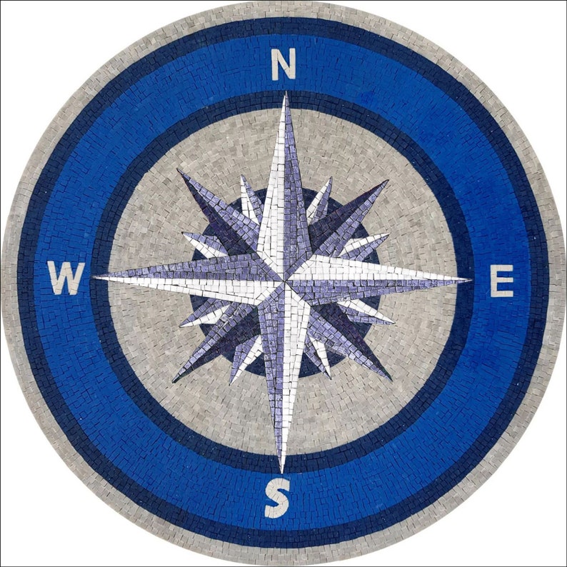 Marble Compass Mosaic Tile - Custom Mosaic Tile Design I iMosaicArt ...