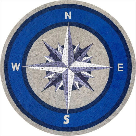 Marble Compass Mosaic Tile - Custom Mosaic Tile Design