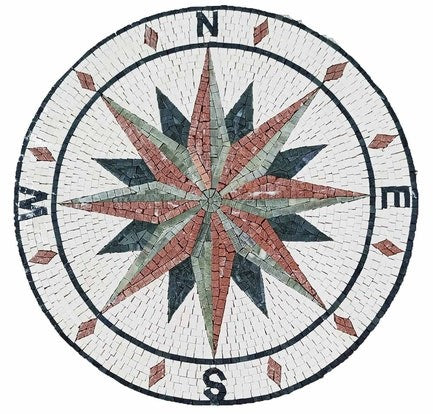 Compass Tile Floor Medallion - Mosaic Design I iMosaicArt | Geometric ...