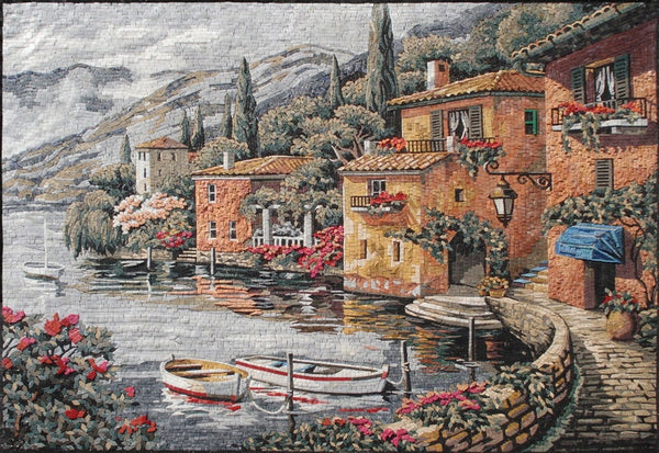 Italian Landscape Mosaic Artwork Scene